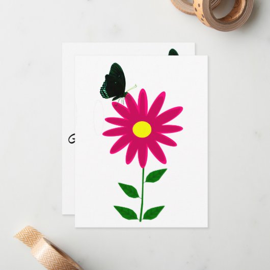 Vloeibare vlinderbloemige Kaart Notitiekaartje (Voorkant / Achterkant in situ)