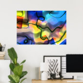 Vloeibare vormen - kleurrijke abstracte kunst poster (Thuiskantoor)