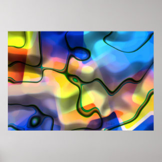 Vloeibare vormen - kleurrijke abstracte kunst poster