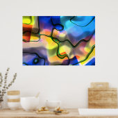 Vloeibare vormen - kleurrijke abstracte kunst poster (Keuken)