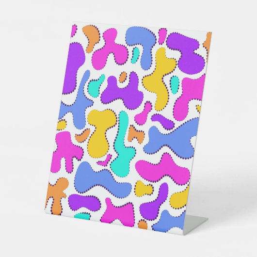 Vloeibare vormen met helder zuur reclamebord met voetstuk (Voorkant)