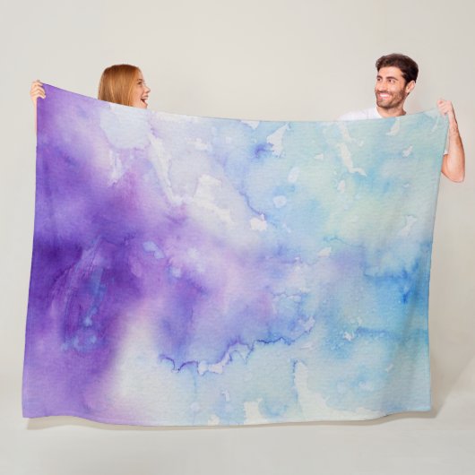 Vloeibare Waterverf Blauw en Paarse spuit Fleece Deken (In situ)