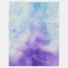 Vloeibare Waterverf Blauw en Paarse spuit Fleece Deken
