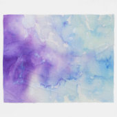 Vloeibare Waterverf Blauw en Paarse spuit Fleece Deken (Voorkant (Horizontaal))