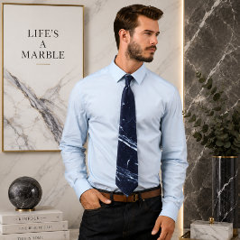 Vloeibare Wervel Marmer Navy Blauwe Herenstrik Stropdas