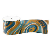 Vloeibare werveling oker blauw trippy patroon grosgrain lint (Spoel)