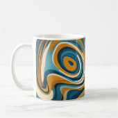Vloeibare werveling oker blauw trippy patroon koffiemok (Links)