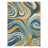 Vloeibare werveling oker blauw trippy patroon tafelkleed (Voorkant)