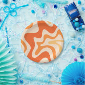 Vloeibare wervelkolom Retro Vibe Tangerine Oranje  Papieren Bordje (Feest)