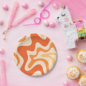 Vloeibare wervelkolom Retro Vibe Tangerine Oranje  Papieren Bordje (Feest)