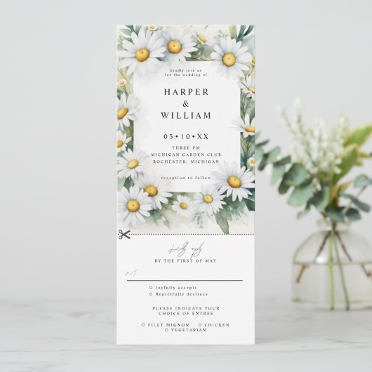 Vloeiblad bruiloft nodigt u uit om rsvp aan te slu kaart (Staand voorkant)