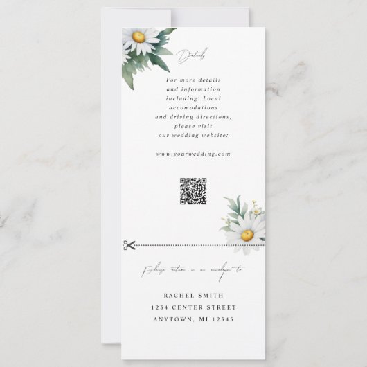 Vloeiblad bruiloft nodigt u uit om rsvp aan te slu kaart (Achterkant)