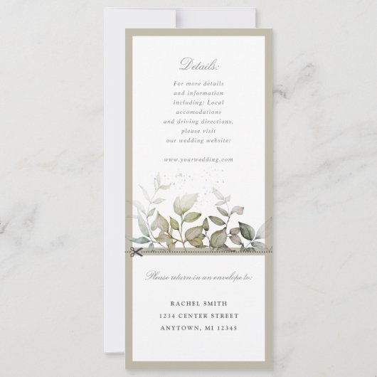 Vloeiblad bruiloft nodigt u uit om rsvp aan te slu kaart (Achterkant)