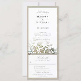 Vloeiblad bruiloft nodigt u uit om rsvp aan te slu kaart