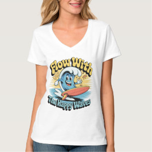Vloeien Met De Gelukkige Golven Retro Surf Vibes D T-shirt