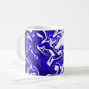Vloeiend Abstract in Blauw en Wit Koffiemok