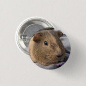 Vloeiend, Agouti Guinea Pig. en Bloem Ronde Button 3,2 Cm (Voorkant /achterkant)