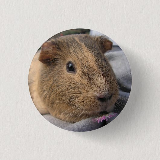 Vloeiend, Agouti Guinea Pig. en Bloem Ronde Button 3,2 Cm (Voorkant)