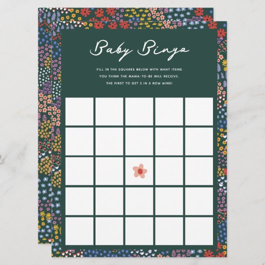 Vloeiend Baby shower Bingo Game Kaart (Voorkant / Achterkant)