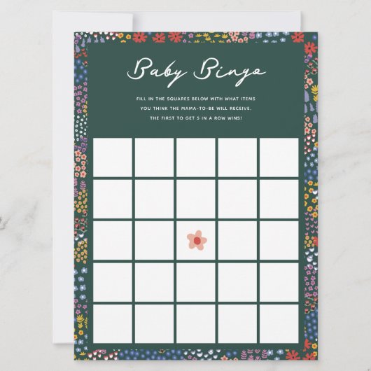 Vloeiend Baby shower Bingo Game Kaart (Voorkant)