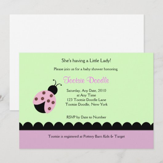 Vloeiend Baby shower Kaart (Voorkant / Achterkant)