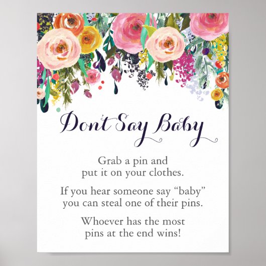 Vloeiend Baby shower Zeg geen Baby-spelcode Poster (Voorkant)