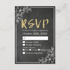 Vloeiend bindmiddel RSVP-antwoord Gold Script Chal RSVP Kaartje