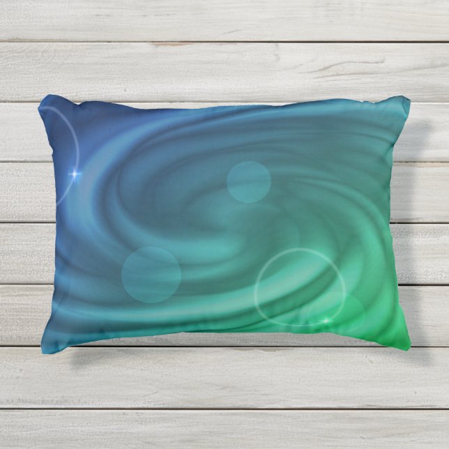 Vloeiend blauw en groene kleur Mix Vortex Buitenkussen (Voorkant)