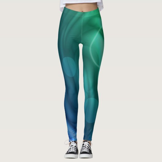 Vloeiend blauw en groene kleur Mix Vortex Leggings (Voorkant)
