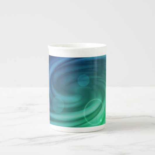 Vloeiend blauw en groene kleur Mix Vortex Porselein Kop (Voorkant)