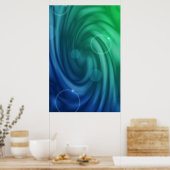 Vloeiend blauw en groene kleur Mix Vortex Poster (Keuken)
