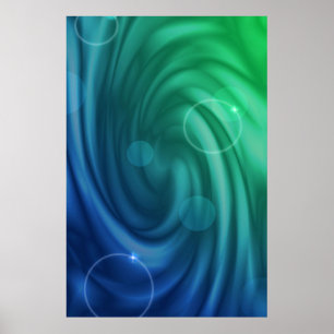 Vloeiend blauw en groene kleur Mix Vortex Poster