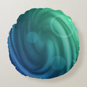 Vloeiend blauw en groene kleur Mix Vortex Rond Kussen