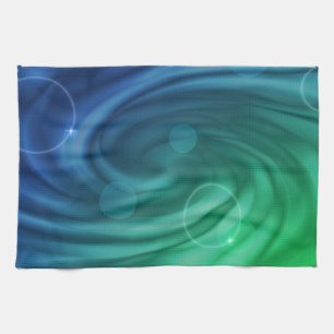 Vloeiend blauw en groene kleur Mix Vortex Theedoek