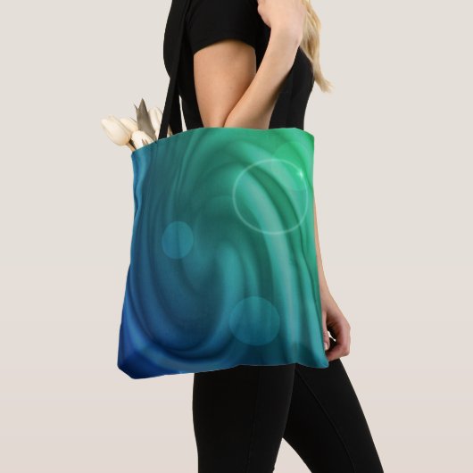 Vloeiend blauw en groene kleur Mix Vortex Tote Bag (Dichtbij)