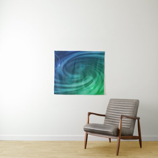 Vloeiend blauw en groene kleur Mix Vortex Wandkleed (In Situ (horizontaal))