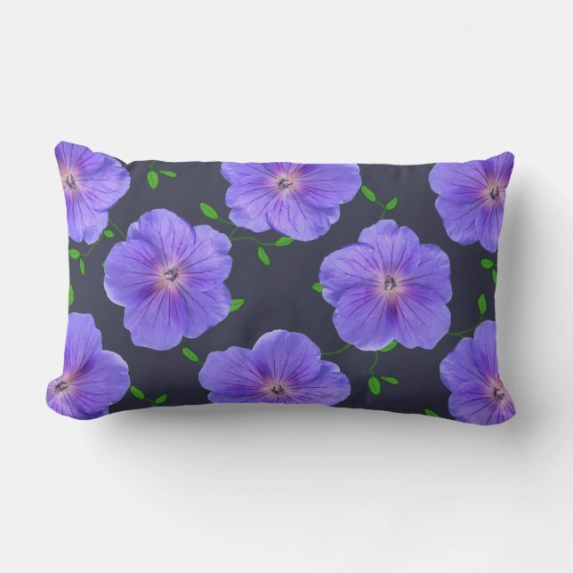 Vloeiend blauw Geranium op om het even welke Kleur Kussen (Voorkant)