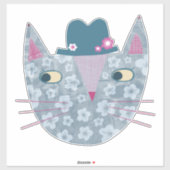 Vloeiend blauw katje in een bloeiend Pet Sticker (Vel)