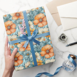 Vloeiend blauw Sinaasappel Cadeaupapier