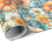 Vloeiend blauw Sinaasappel Cadeaupapier (Rol Hoek)