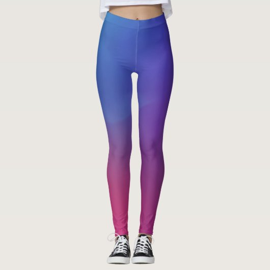 Vloeiend blauw tot rood omber verloop leggings (Voorkant)