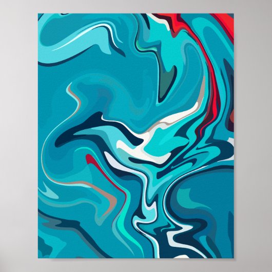 Vloeiend Blauwe Harmonie Poster (Voorkant)