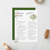 Vloeiend Bouquet Baby shower Trivia Gam Notitiekaartje (Voorkant / Achterkant in situ)