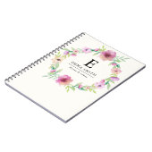 Vloeiend Bouquet-monogram, gepersonaliseerd notebo Notitieboek (Linkerzijde)