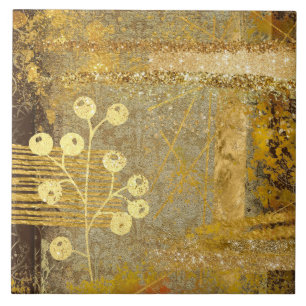 Vloeiend bruin glitter abstract goud tegeltje