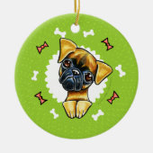 Vloeiend Brussel Griffon Dog Botten kerstmis Keramisch Ornament (Voorkant)