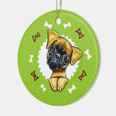 Vloeiend Brussel Griffon Dog Botten kerstmis Keramisch Ornament (Links)