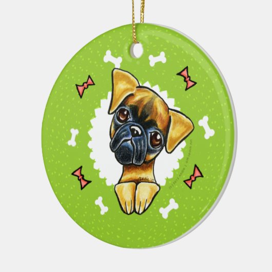 Vloeiend Brussel Griffon Dog Botten kerstmis Keramisch Ornament (Links)