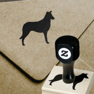 Vloeiend Collie Hondenras Silhouette Rubber Stempe Rubberstempel