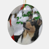 Vloeiend Collie Ornament met kerstcadeaus (Links)